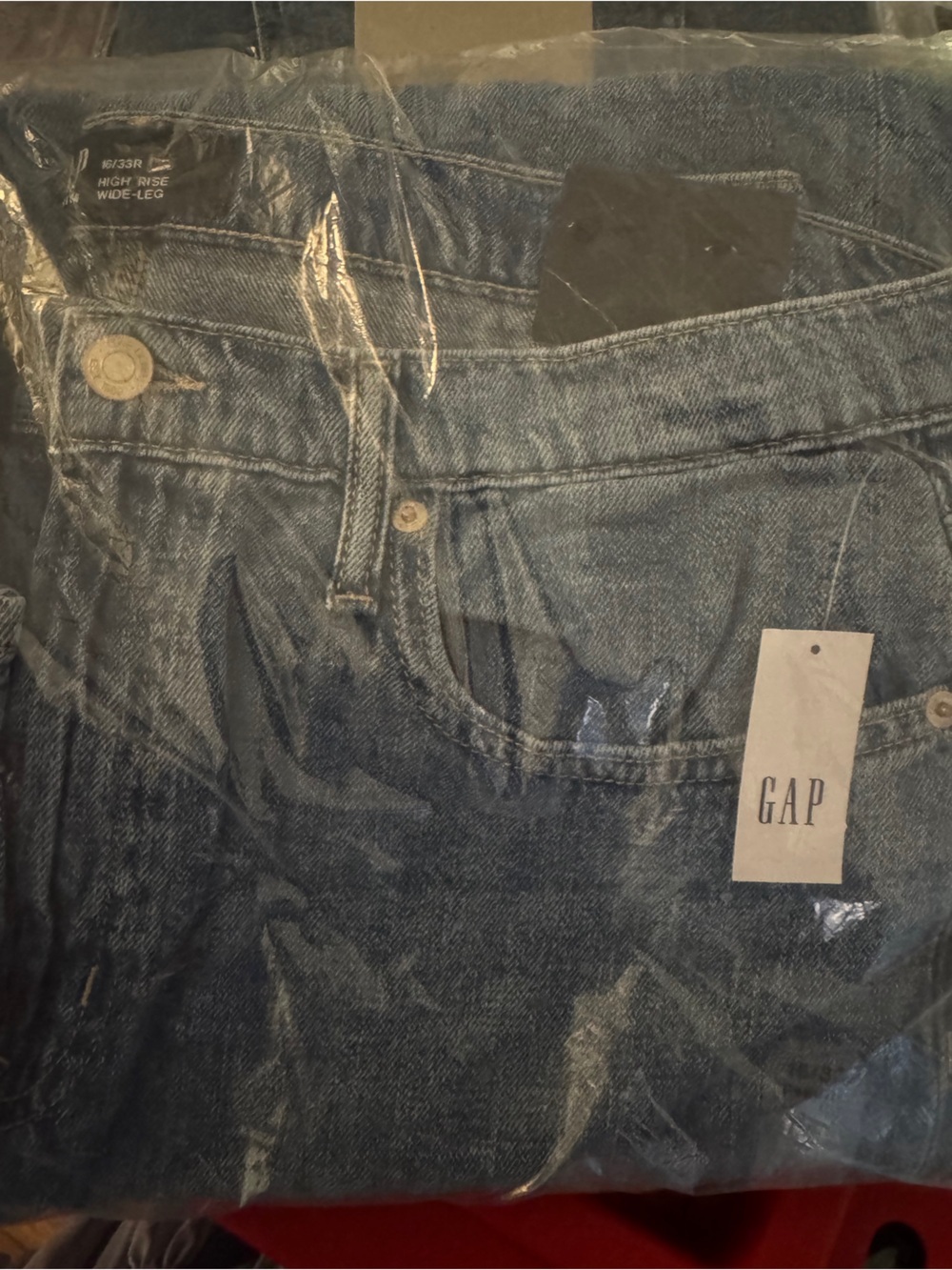 GAP High Rise Wide Leg Jeans Dark Wash Brooklyn Women’s 16/33 NWT - Picture 6 of 7